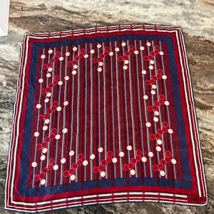 Adolfo Red and Blue Striped Scarf